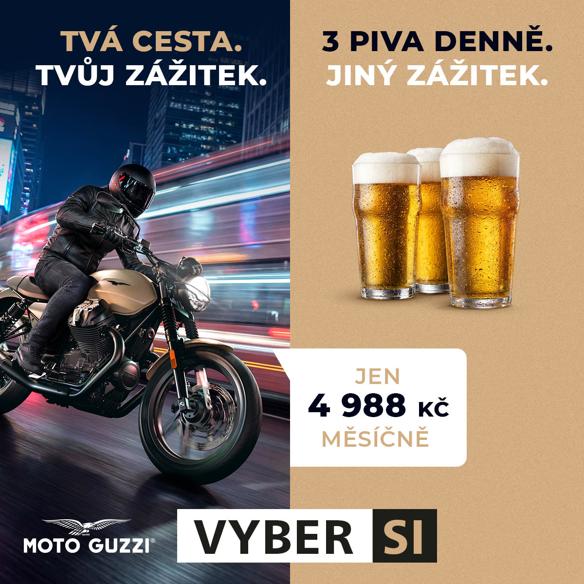 Moto Guzzi – Vyber si. Jeď hned. Plať chytře.